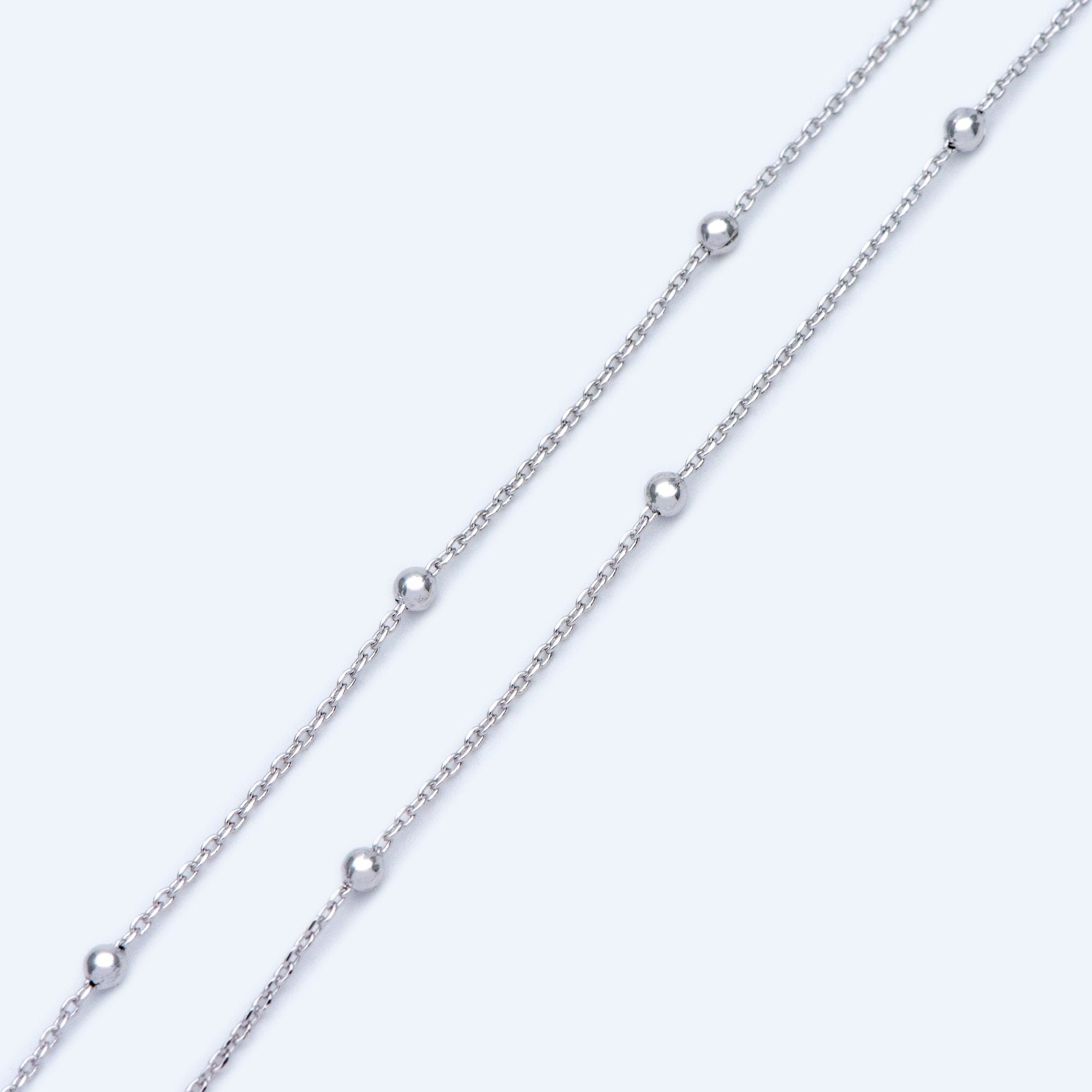 Gold/ Silver/ Rose Gold Satellite Chains, 1.1mm Chain with 2.5mm Round Beads, Color Not Easily Tarnish (#LK-170)/ 1 Meter=3.3 ft